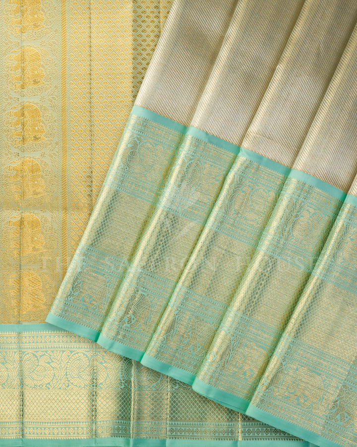 Cream Tissue Brocade Kanchivaram Silk Saree