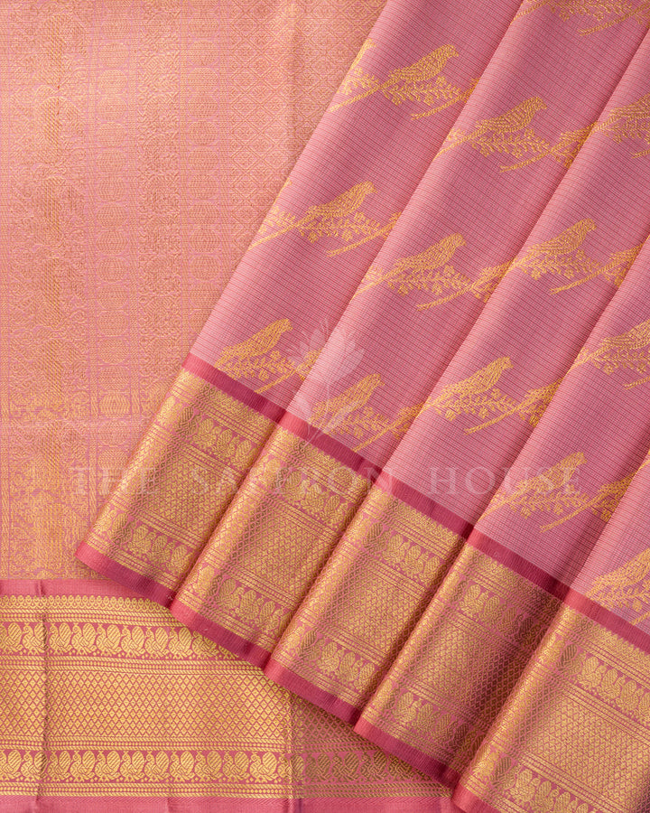 Rose Pink Kora Kanchivaram Silk