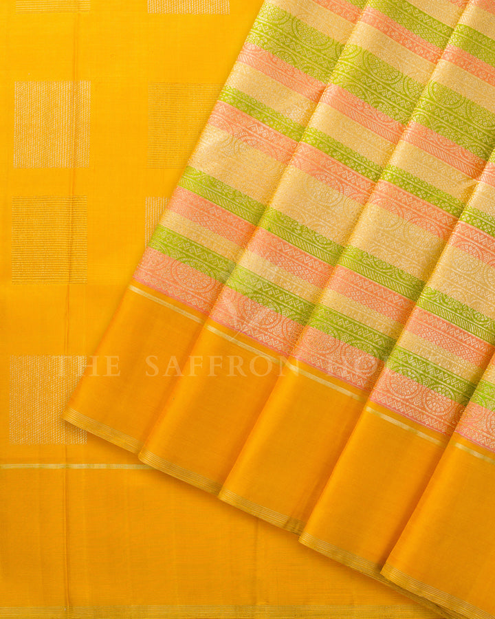 Multicolour Striped Kanchivaram Silk Saree