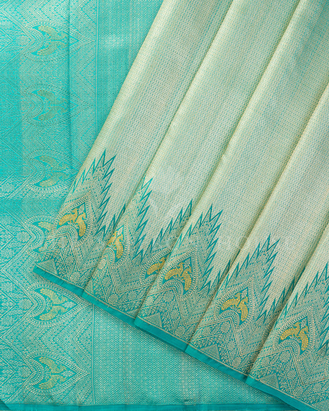 Turquoise Blue Kanchivaram Brocade Silk Saree