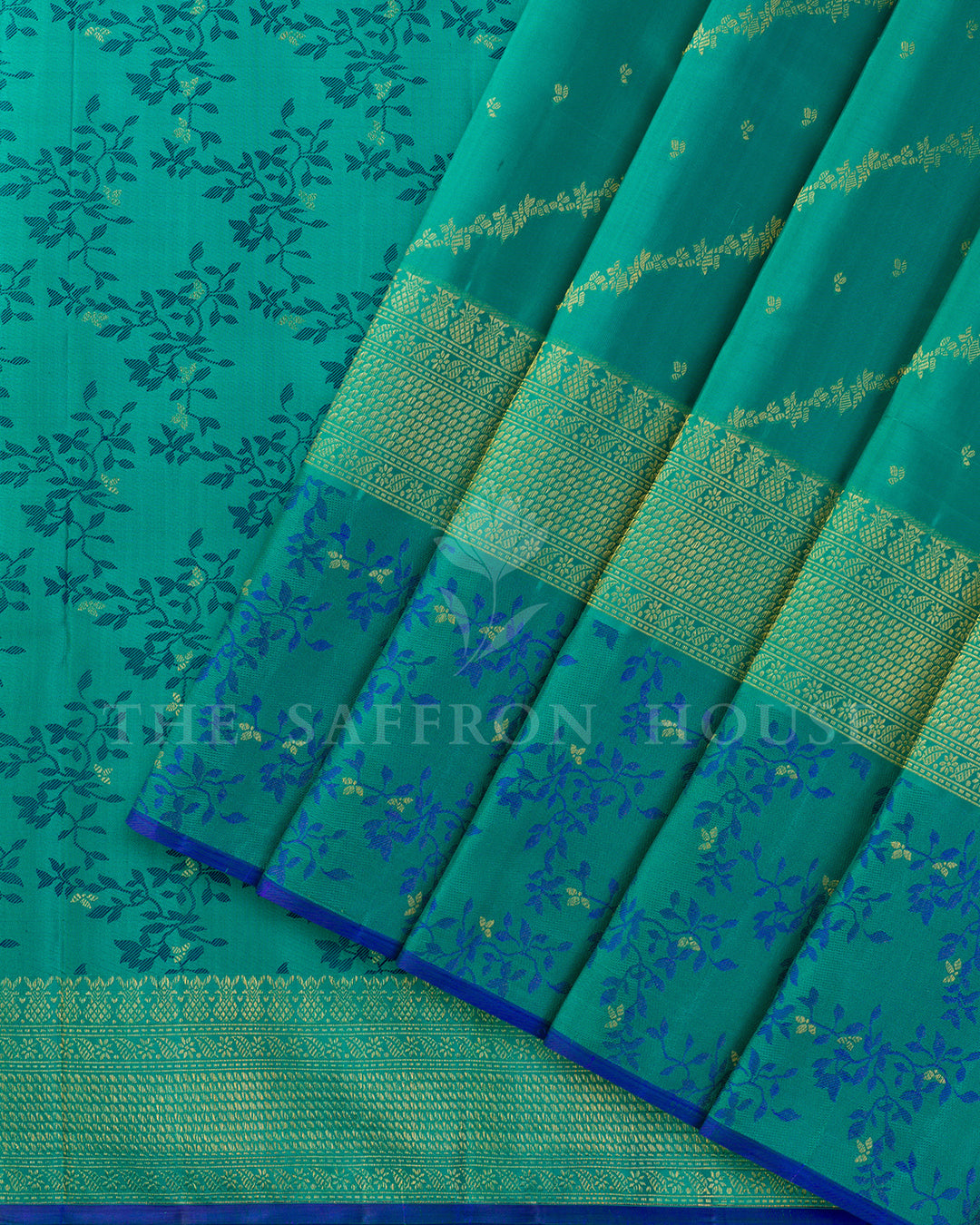 Teal Green Kanchivaram Silk Saree