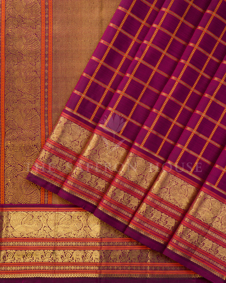 Wine Magenta Kanchivaram Silk Saree
