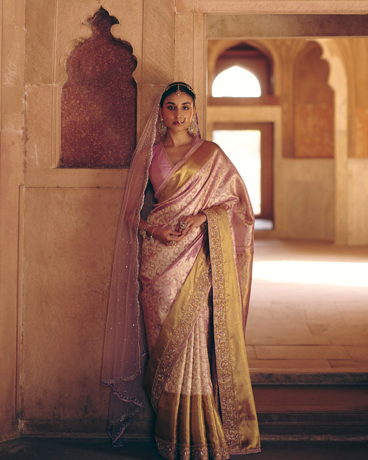 Blush Pink Handwoven Embroidered Luxury Kanchivaram Silk Saree