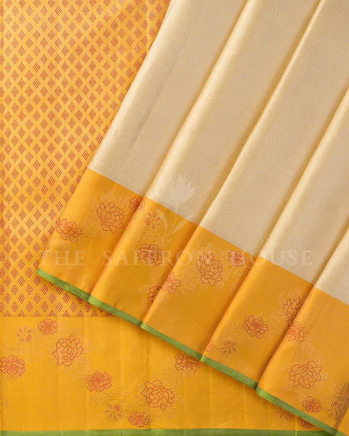 Cream Kanchivaram Silk Saree