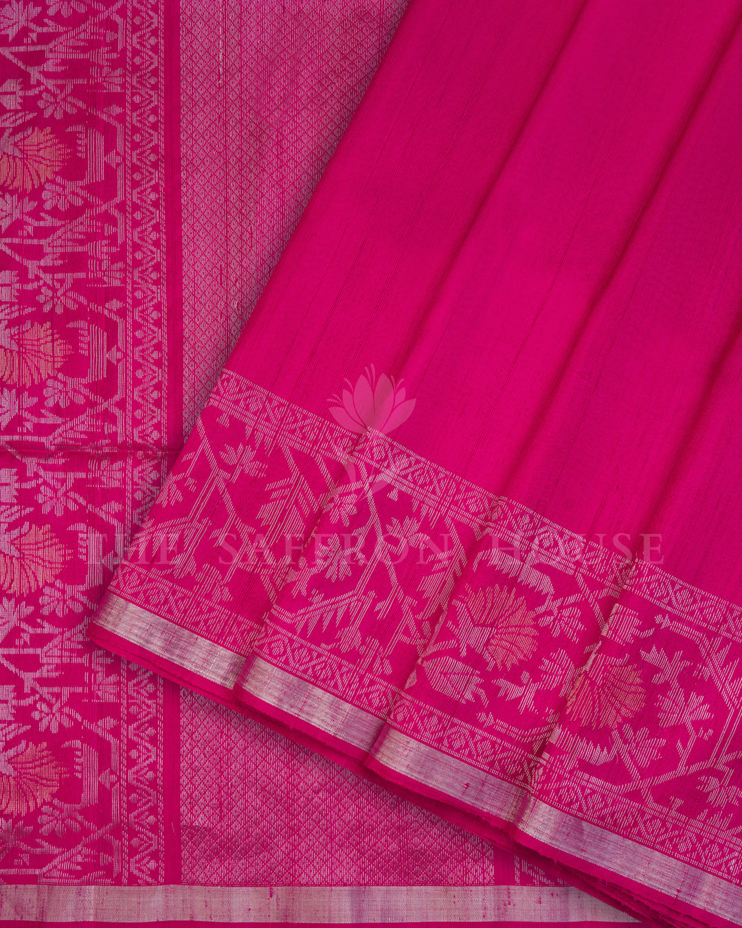 Handloom Tussar Soft Silk Saree in Rich Rani Pink - TSH6043