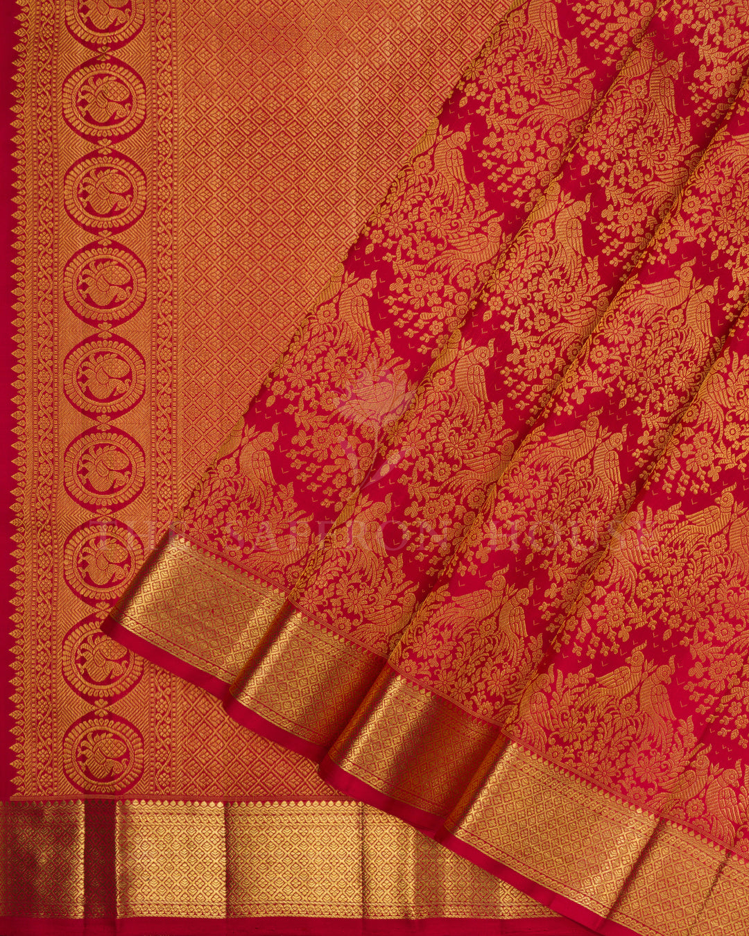 Red Handwoven Brocade Kanjivaram Silk Saree - TSH2506257