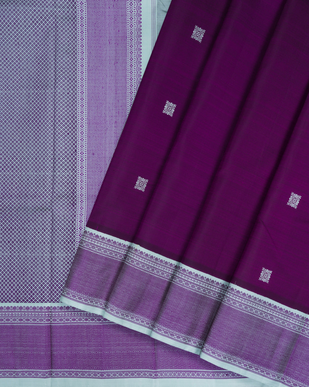 Purple And Powder Blue Handwoven Kanjivaram Silk Saree - TSH2506009-View2
