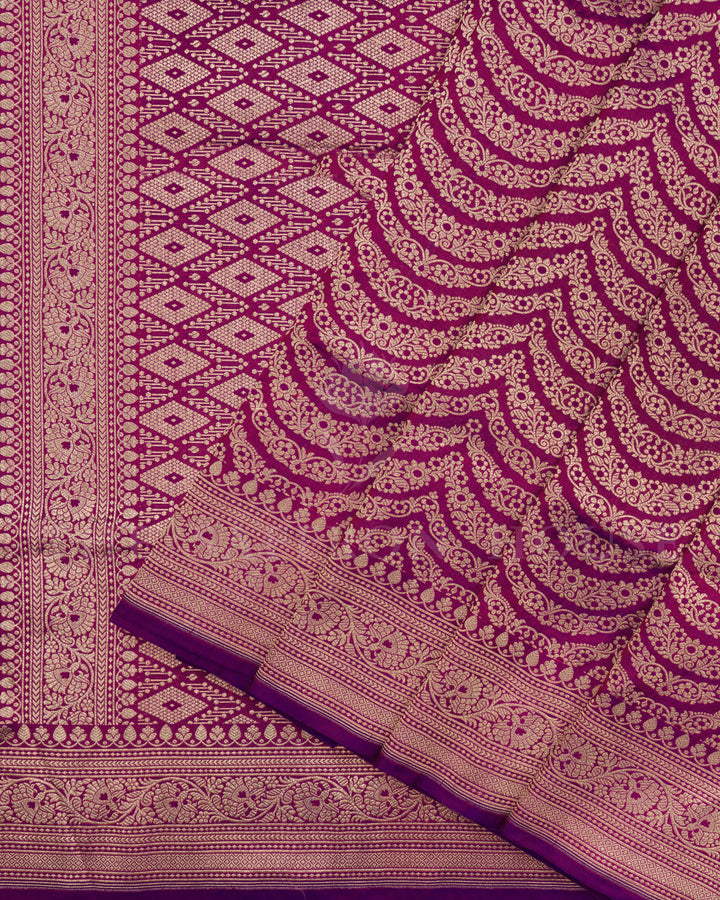 Magenta Purple Handwoven Banarasi Silk Saree - TSH2506170