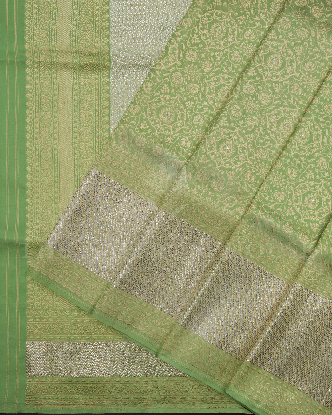 Light Green Handwoven Banarasi Silk Saree - TSH2506134
