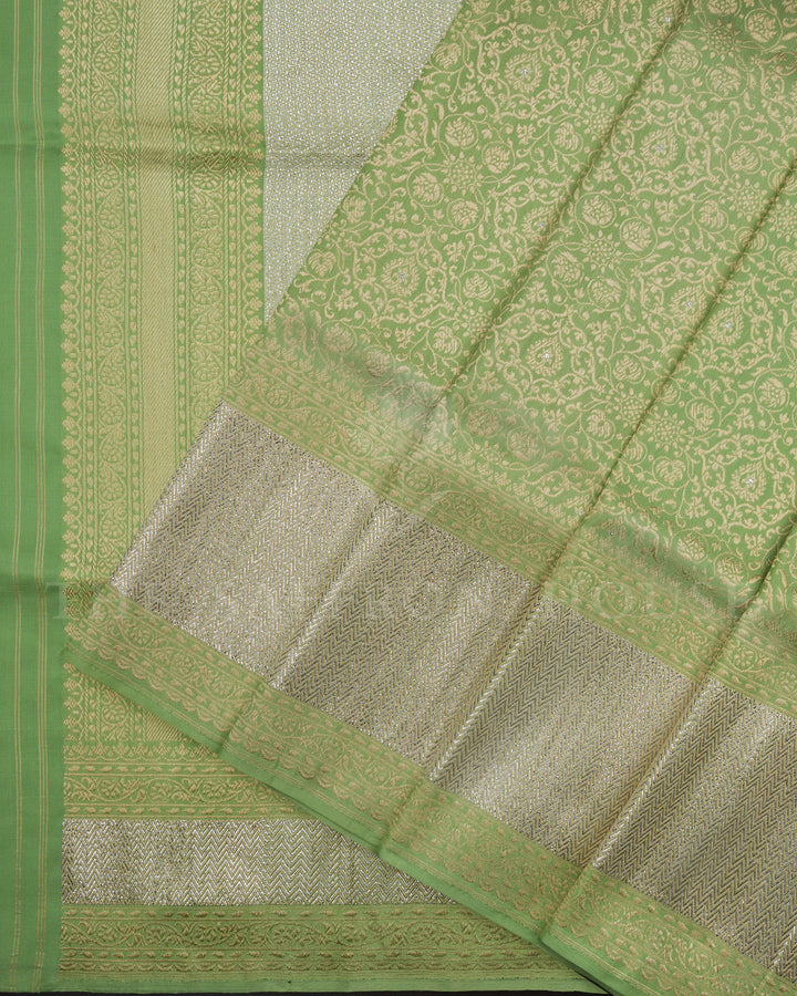 Light Green Handwoven Banarasi Silk Saree - TSH2506134