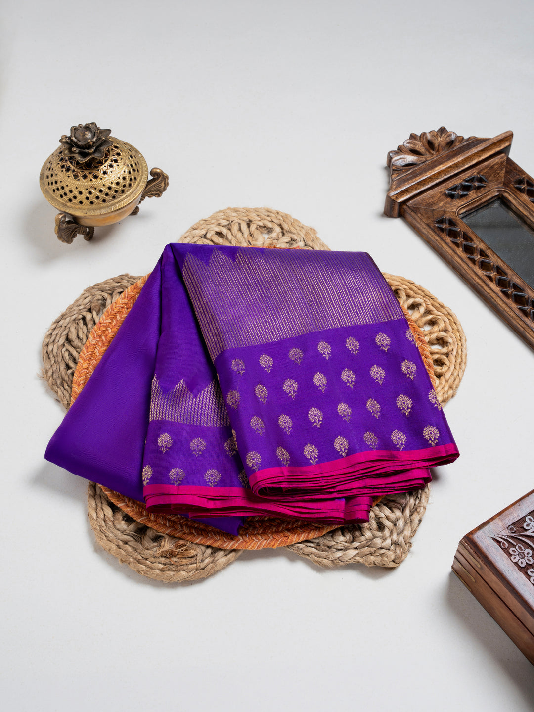 Violet & Hot Pink Kanchivaram Silk Saree