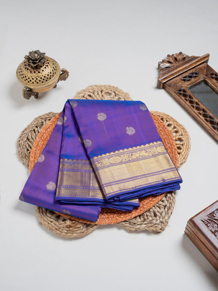 Royal Blue & Violet Kanchivaram Silk Saree
