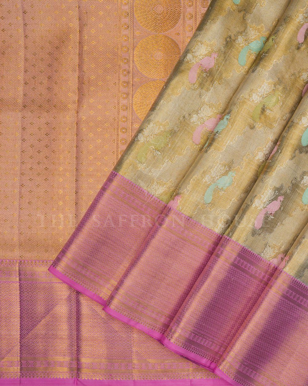 Gold Zari Handwoven Tissue Kanjivaram Silk Saree - TSH2506297