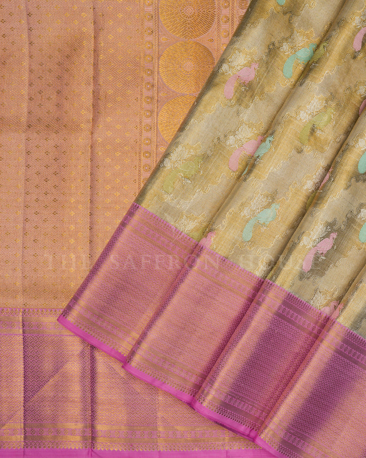 Gold Zari Handwoven Tissue Kanjivaram Silk Saree - TSH2506297