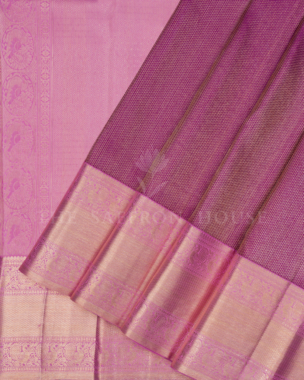 Purple And Pastel Magenta Handwoven Kanjivaram Silk Saree - TSH2506271