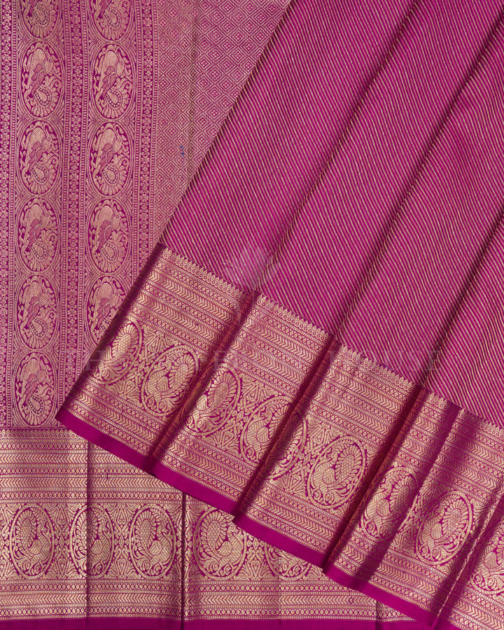 Magenta Handwoven Brocade Kanjivaram Silk Saree - TSH2506260