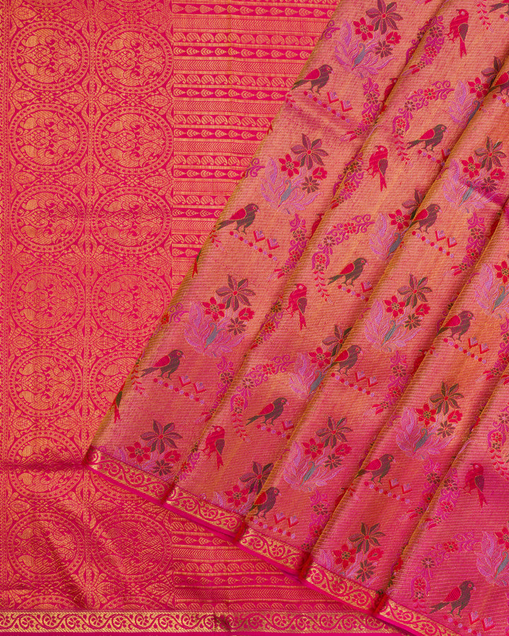 Collector’s Kanchi Jamdhani Weave Saree with Intricate Meenakari