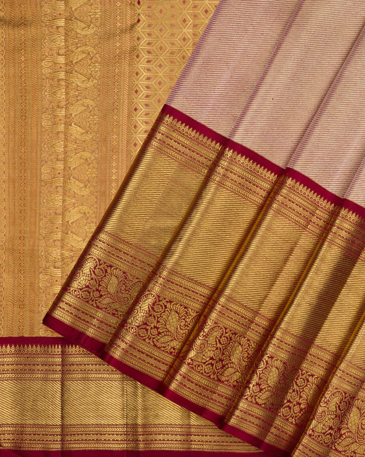 कलेक्टर की कांची जामधानी साड़ी, जटिल मीनाकारी के साथ - 12 महीने की मास्टरवीव - TSH000014