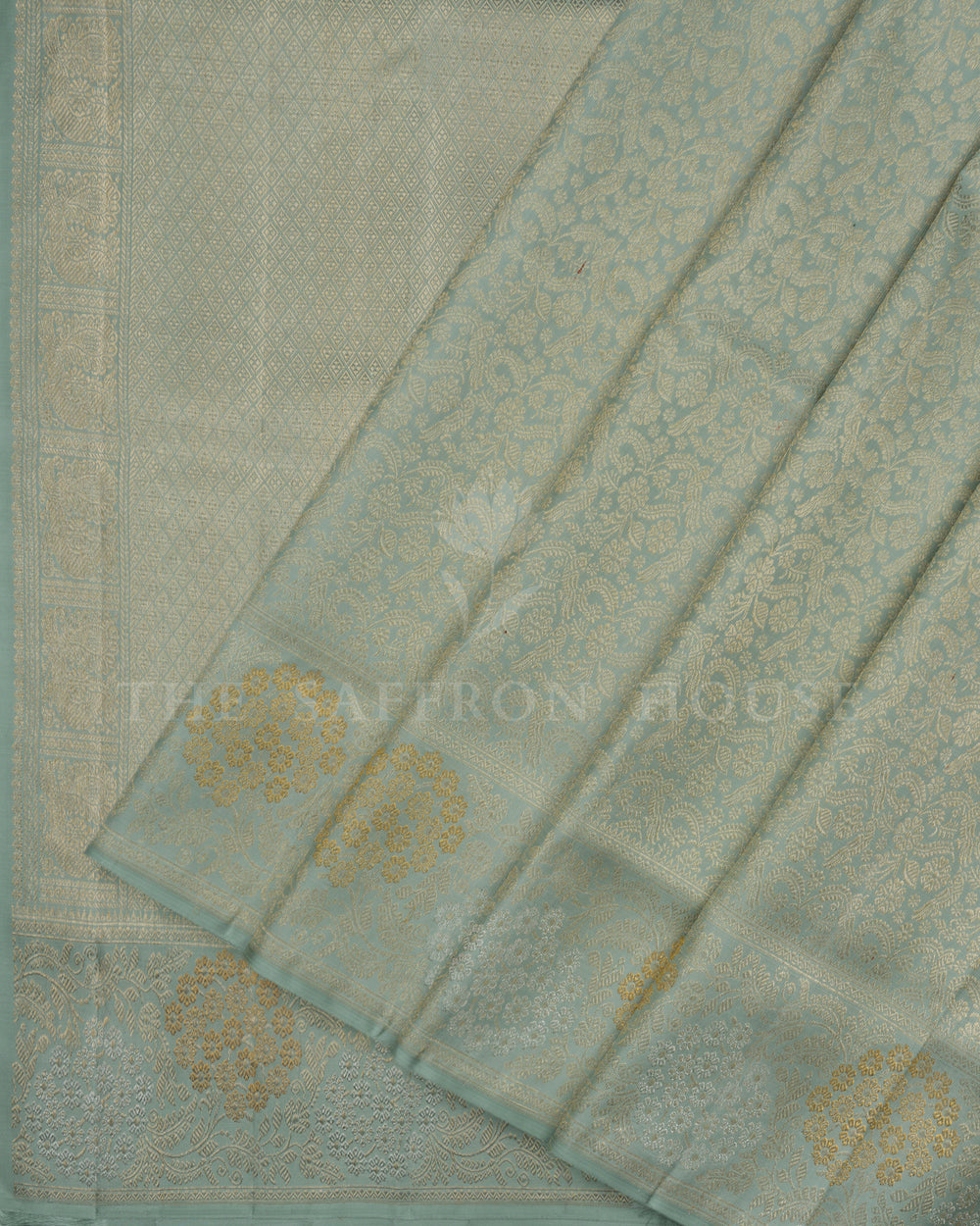 Powder Blue Handwoven Pastel Kanjivaram Silk Saree - TSH2506274