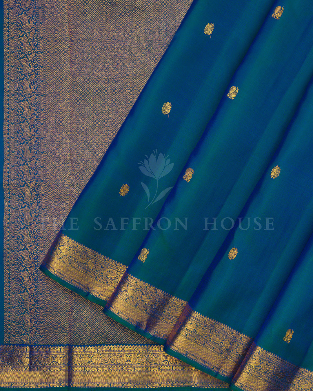 Peacock Blue Handwoven Kanjivaram Silk Saree - TSH2506205