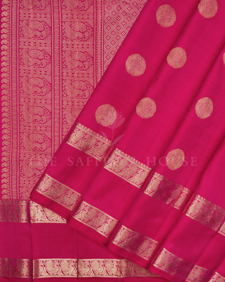 Rani Pink Retta Pett Handwoven Kanjivaram Silk Saree - TSH2506245
