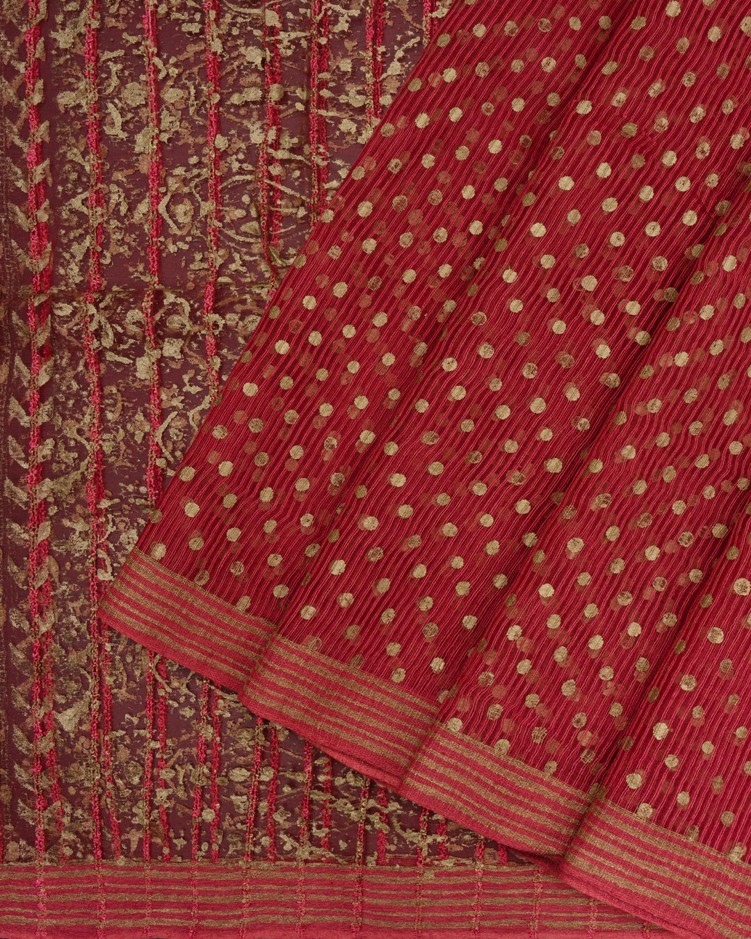 Pink Handwoven Tussar Organza Saree With Golden Zari Stripes - TSH2506076-view3