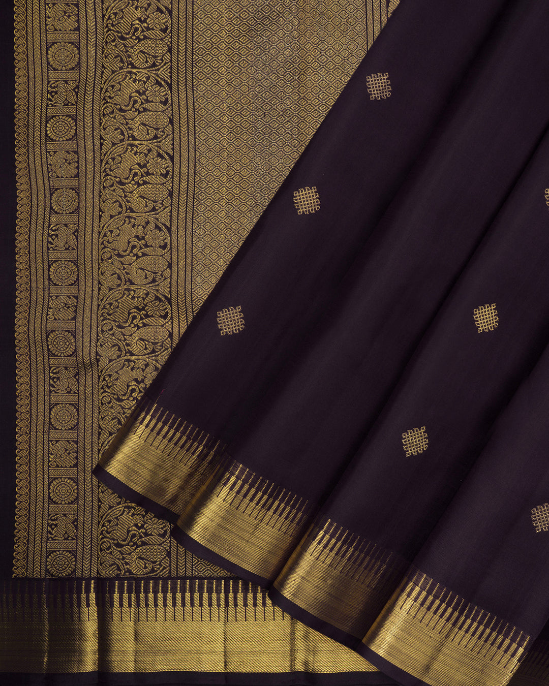Dark Chocolate Brown Handwoven Kanjivaram Silk Saree - TSH2506209