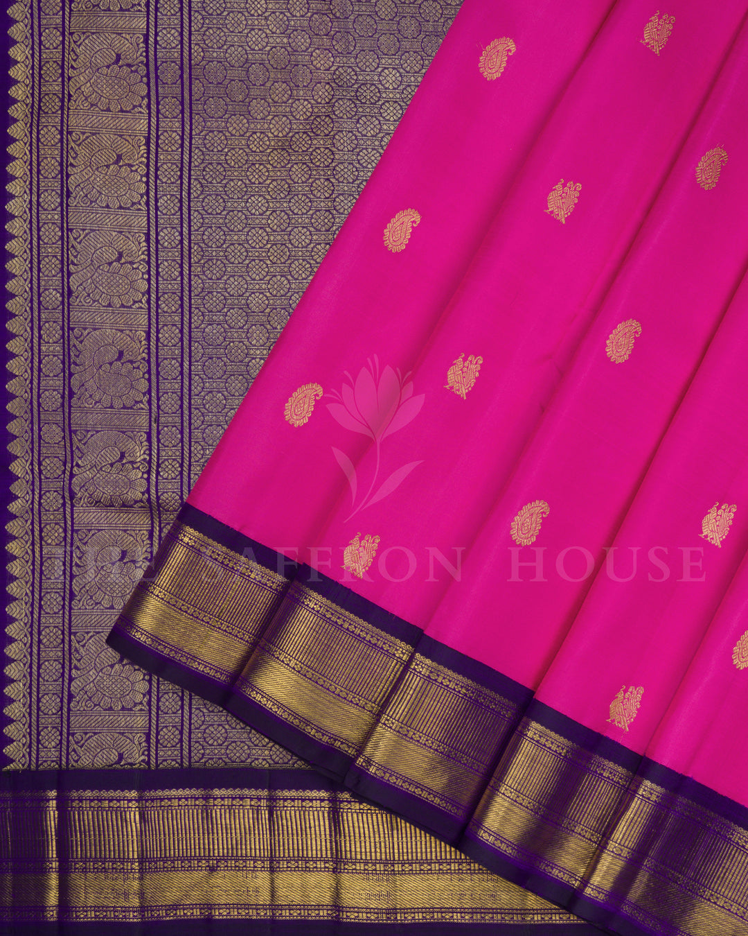 Magenta And Navy Blue Handwoven Kanjivaram Silk Saree - TSH2506211