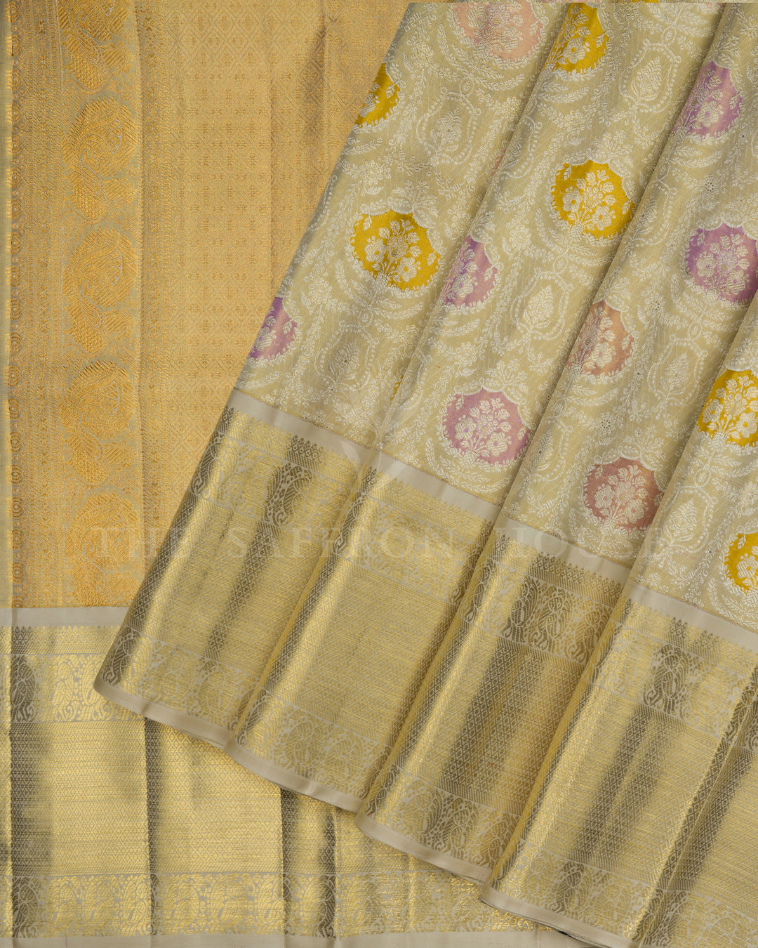 Gold Handwoven Tissue Kanjivaram Silk Saree - TSH2506292