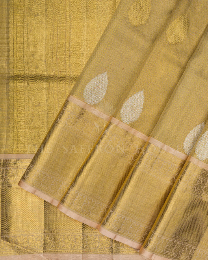 Gold Handwoven Tissue Kanjivaram Silk Saree - TSH2506286
