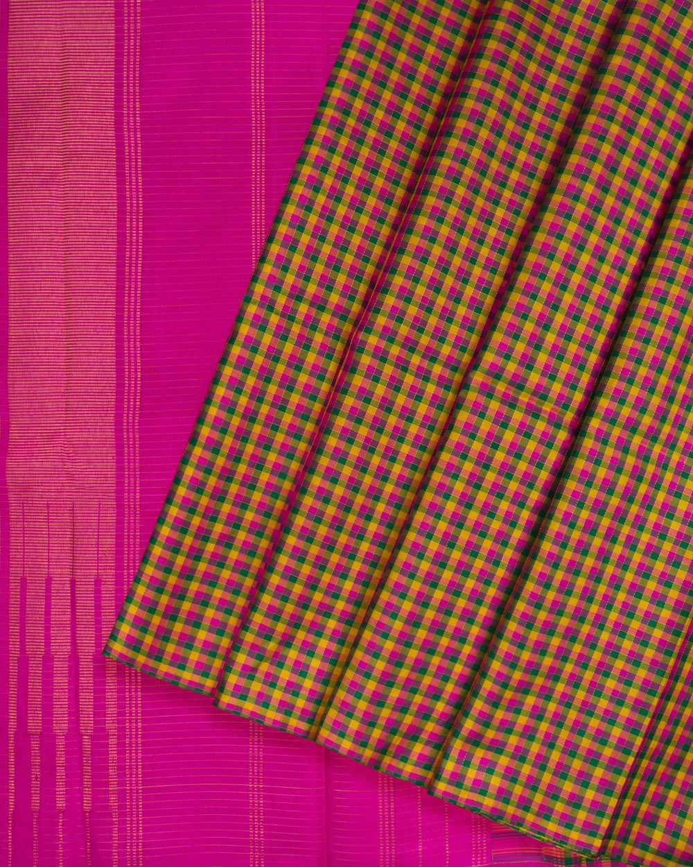 Multicolour And Rani Pink Handwoven Kanjivaram Silk Saree - TSH250261-view2