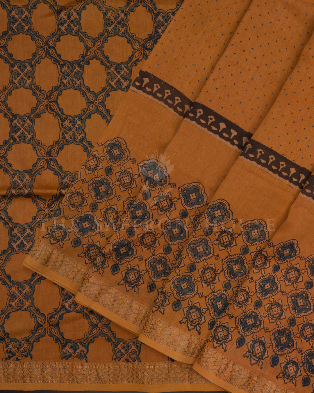 Rust Orange Maheshwari Silk Cotton Kalamkari Saree - TSH8460059