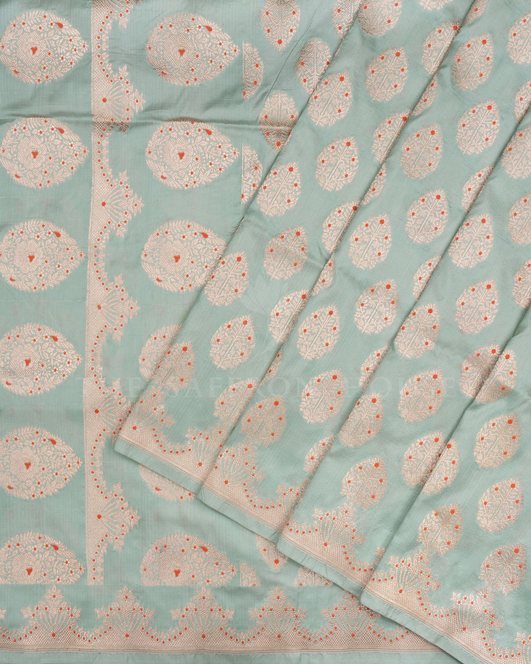 Pastel Sea Green Handwoven Banarasi Silk Saree - TSH2506136-view2