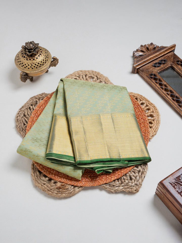Mint Green & Gold Kanchivaram Silk Saree