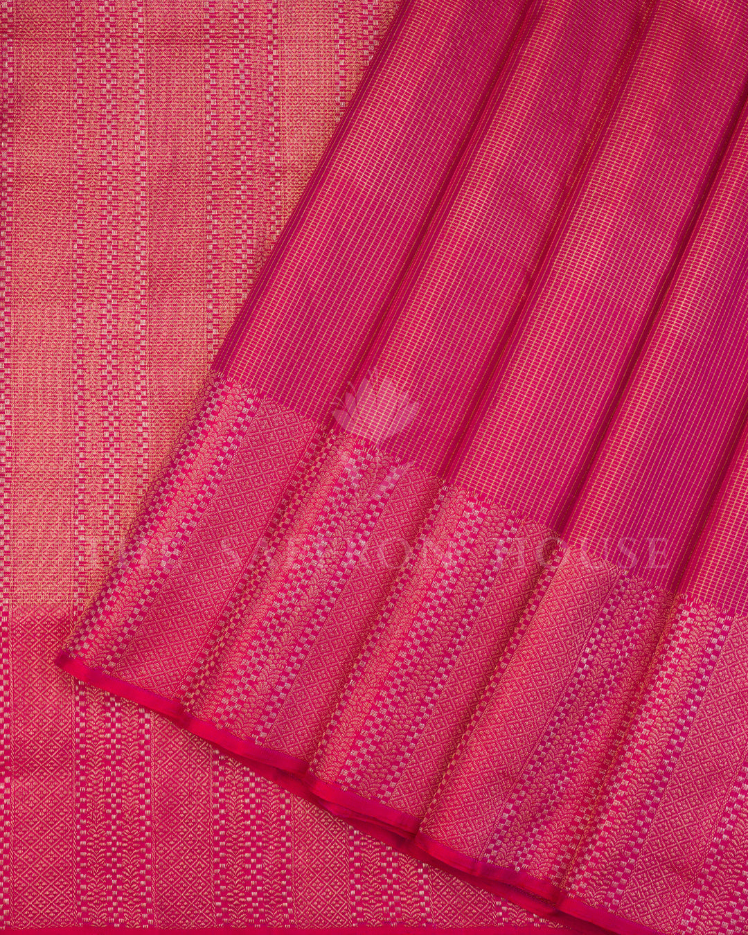 Handloom Pure Kanjivaram Silk Saree in Rani Pink - TSH250157