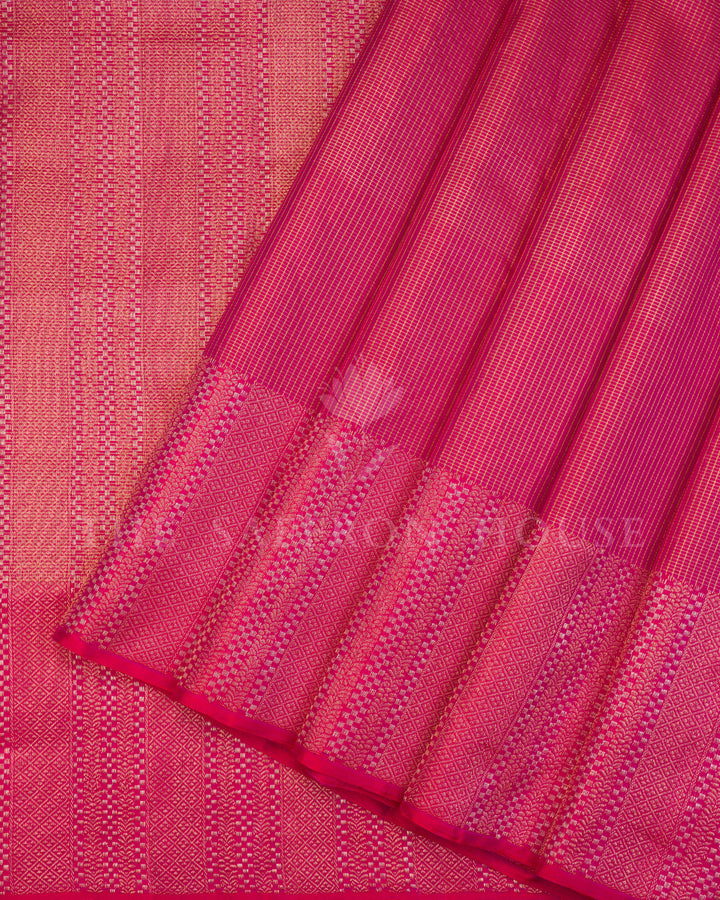 Handloom Pure Kanjivaram Silk Saree in Rani Pink - TSH250157