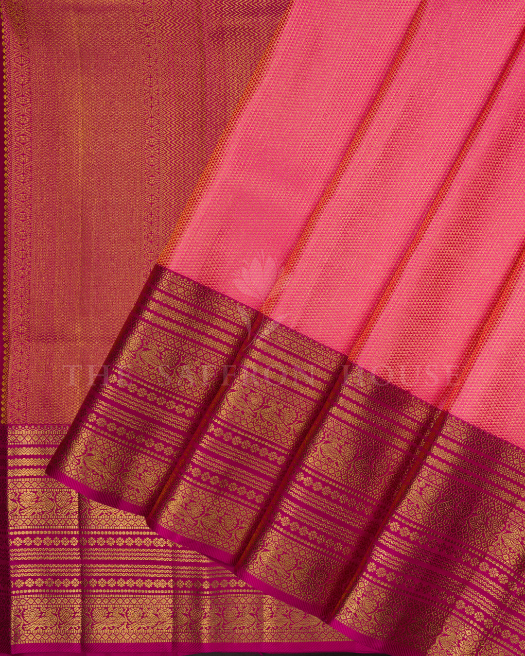 Corel Pink And Magenta Handwoven Brocade Kanjivaram Silk Saree - TSH2506270