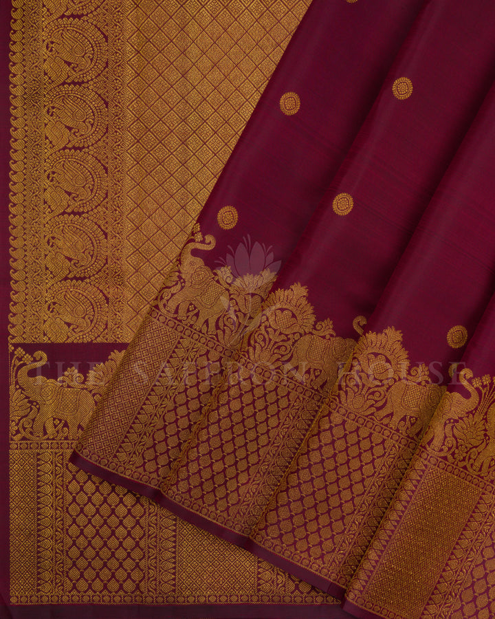 Maroon Handwoven Brocade Kanjivaram Silk Saree - TSH2506218