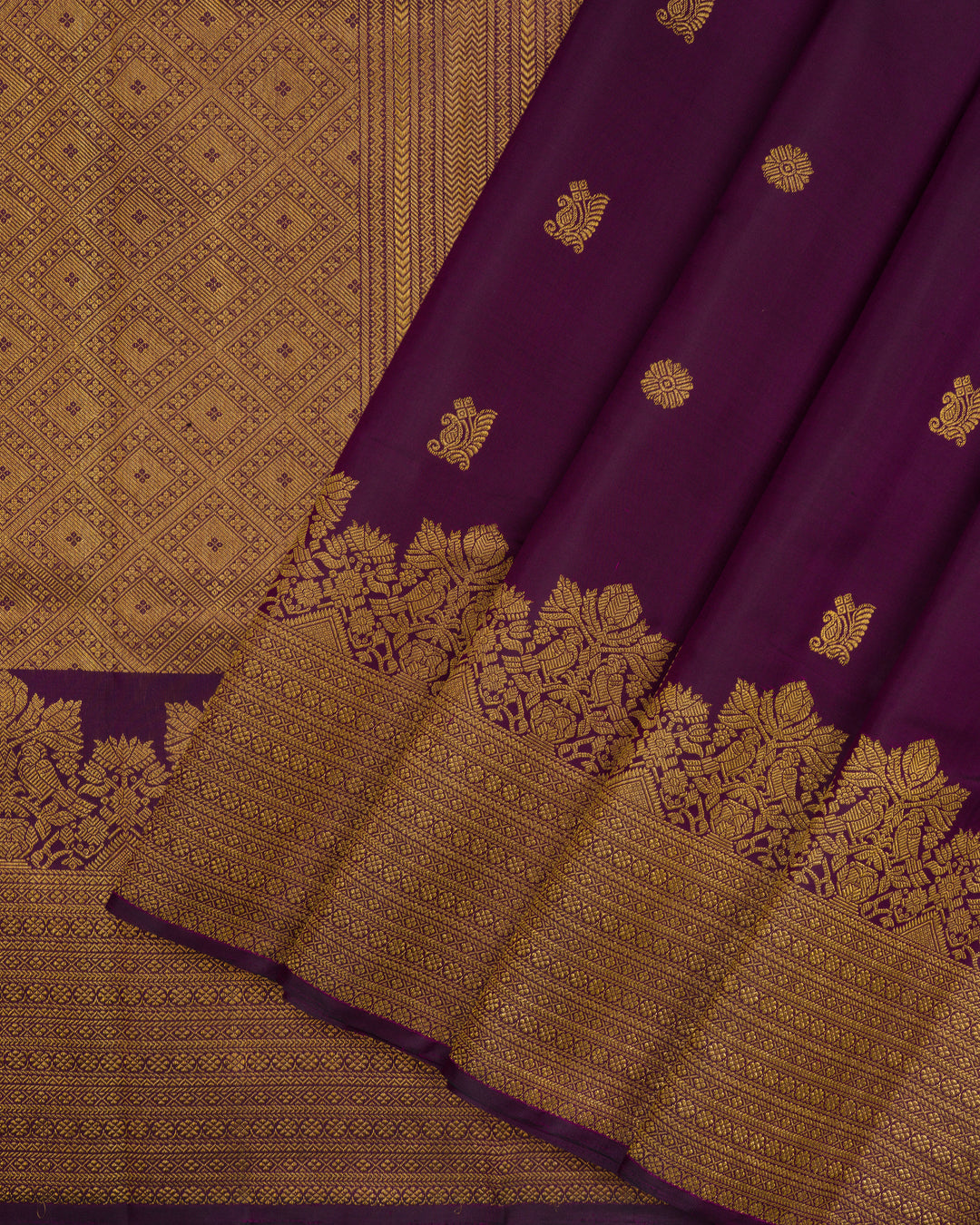 Purple Handwoven Brocade Kanjivaram Silk Saree - TSH2506215
