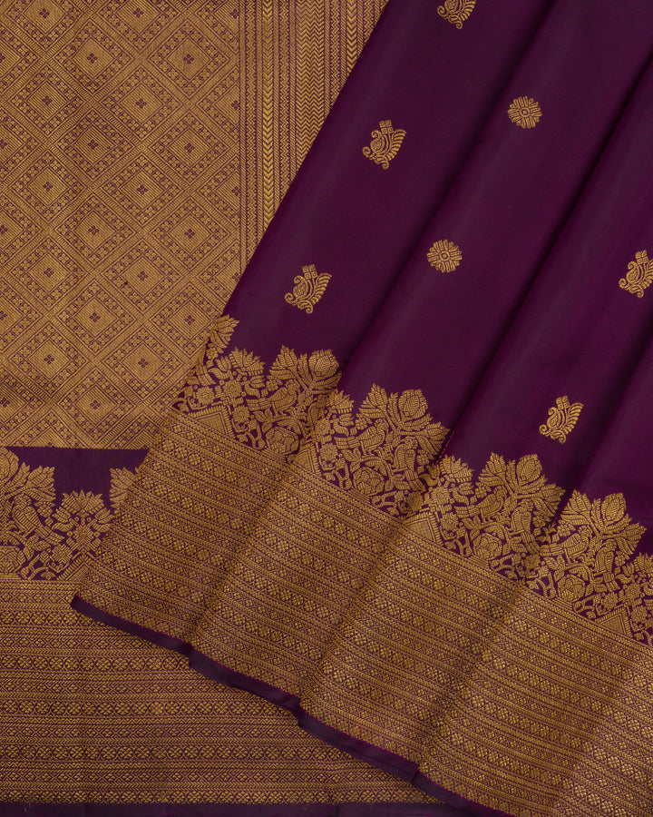 Purple Handwoven Brocade Kanjivaram Silk Saree - TSH2506215