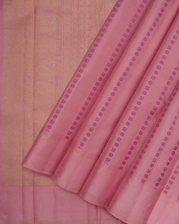 Light Powder Pink Handwoven Kanjivaram Silk Saree - TSH2506235