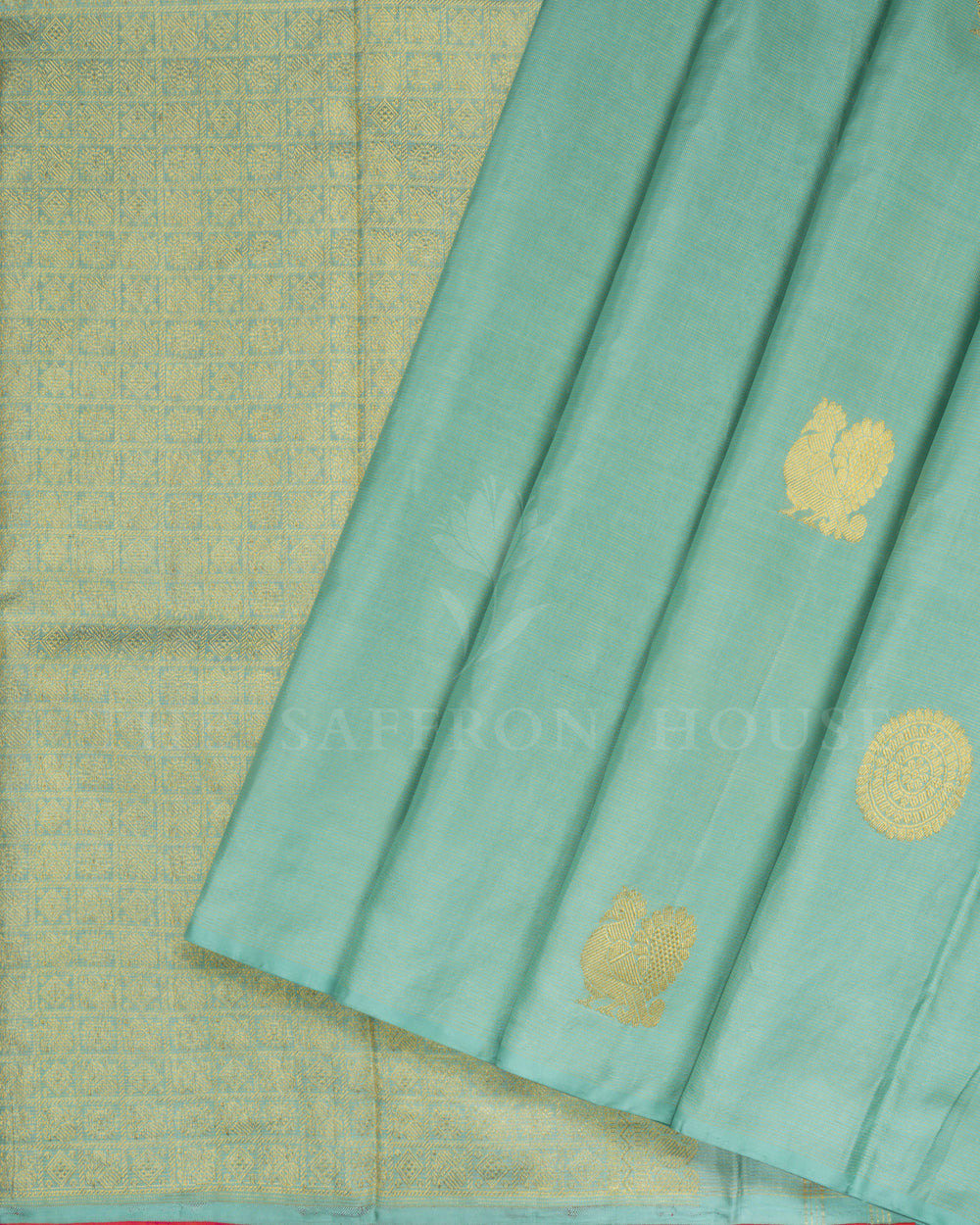 Sea Green Handwoven Kanjivaram Silk Saree - TSH807-View2