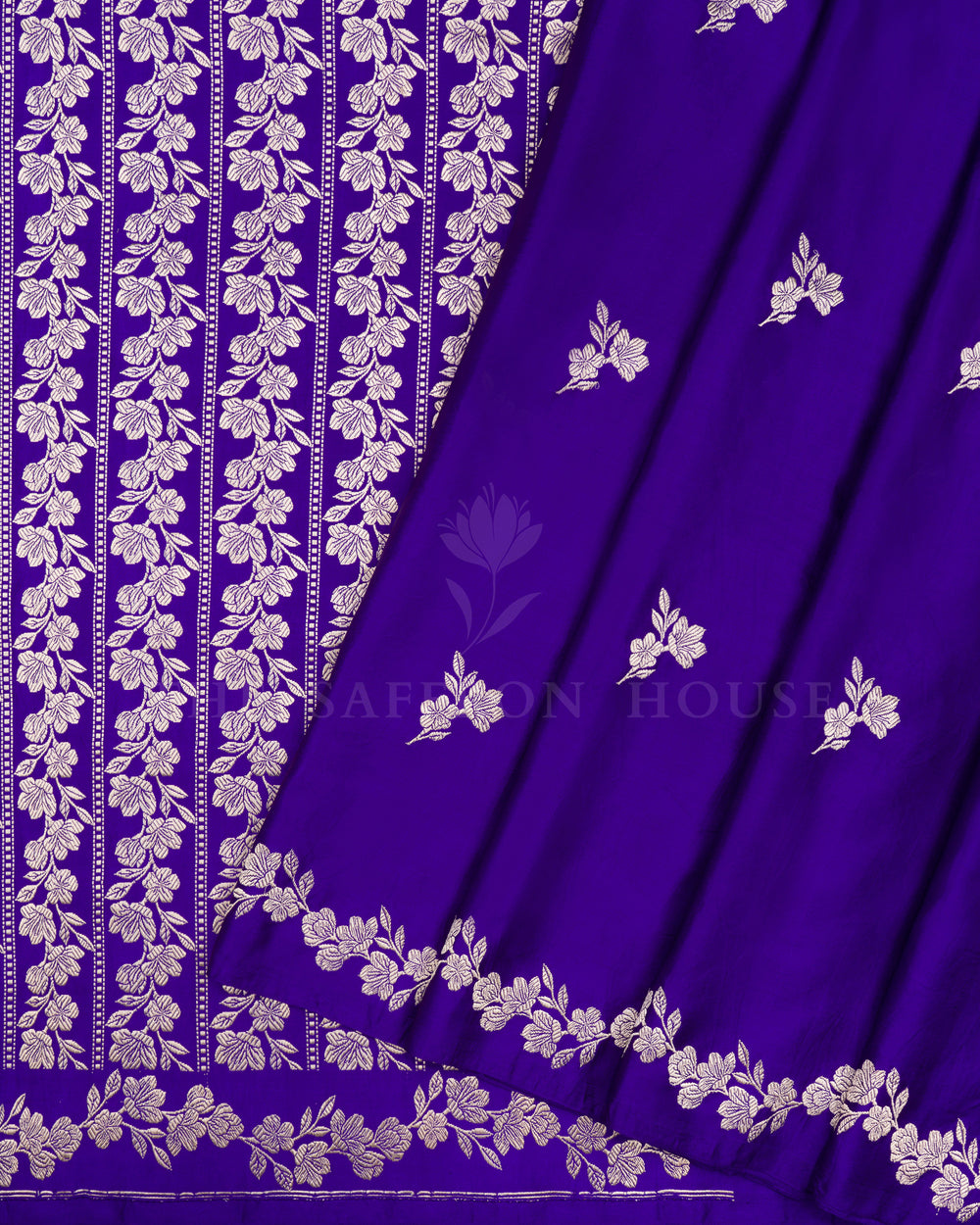 Purple Handwoven Satin Banarasi Silk Saree - TSH000028-view2