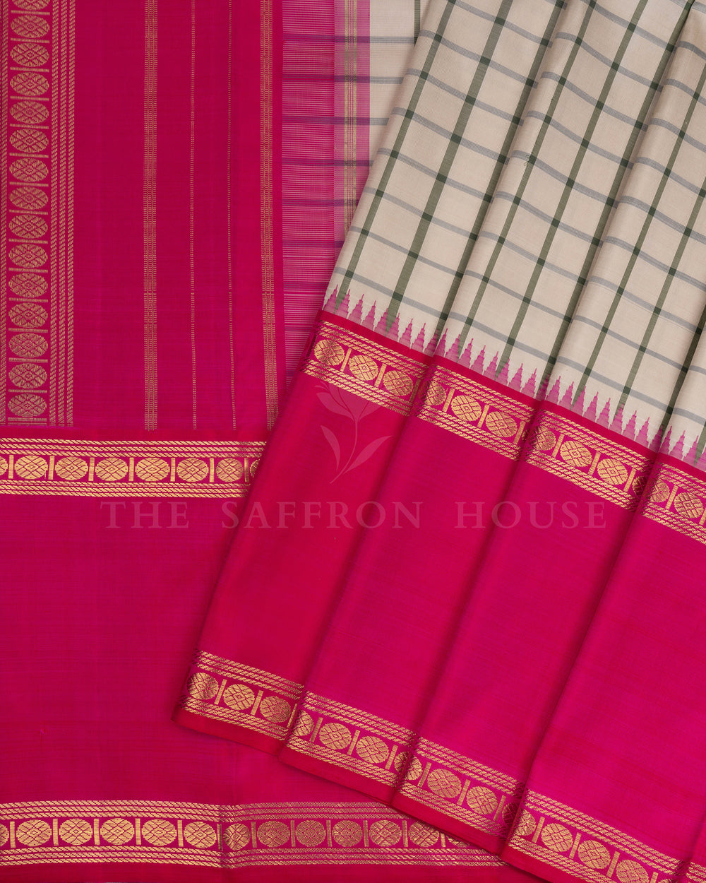 Light Beige And Pink Handwoven Kanjivaram Silk Saree - TSH110017-view2