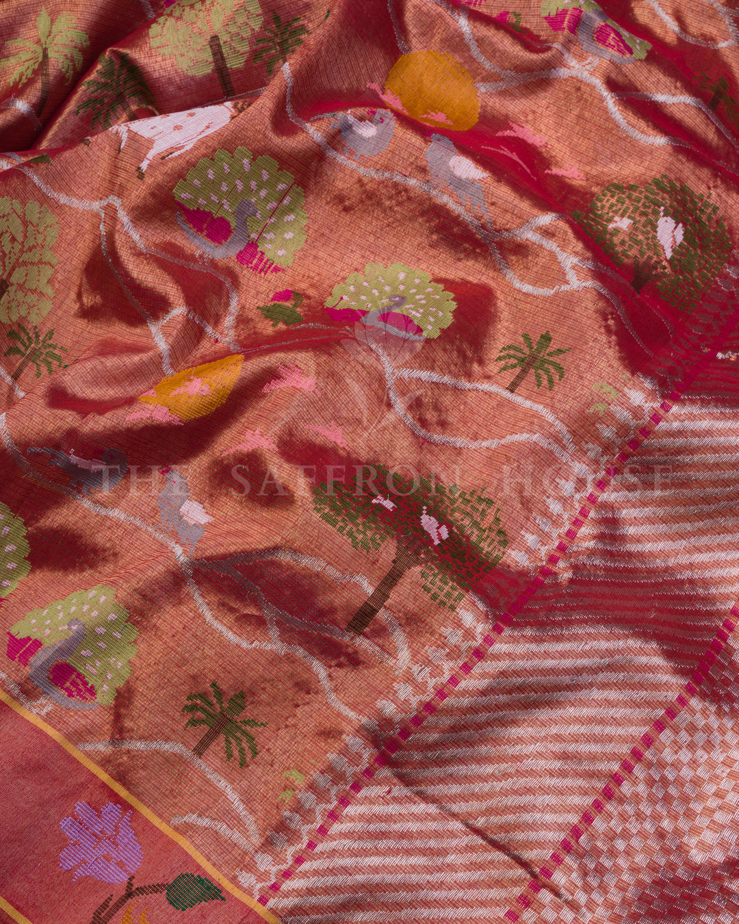 Bespoke Pichwai-Inspired Pure Zari Kota Saree with Vrindavan Nandi Motifs