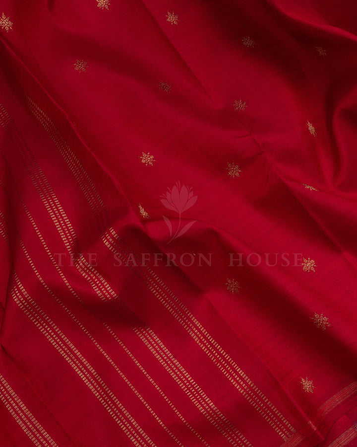 Maroonish Red Handwoven Kanjivaram Silk Saree - TSH250234