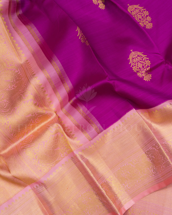 Magenta Handwoven Kanjivaram Silk Saree - TSH250395