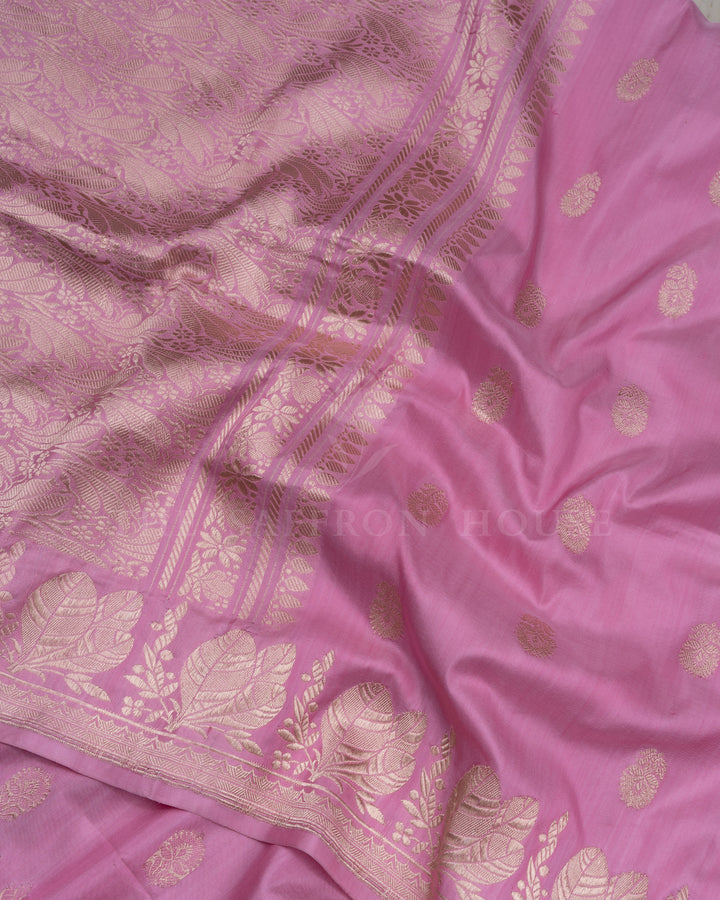 Baby Pink Handwoven Banarasi Silk Saree - TSH846042