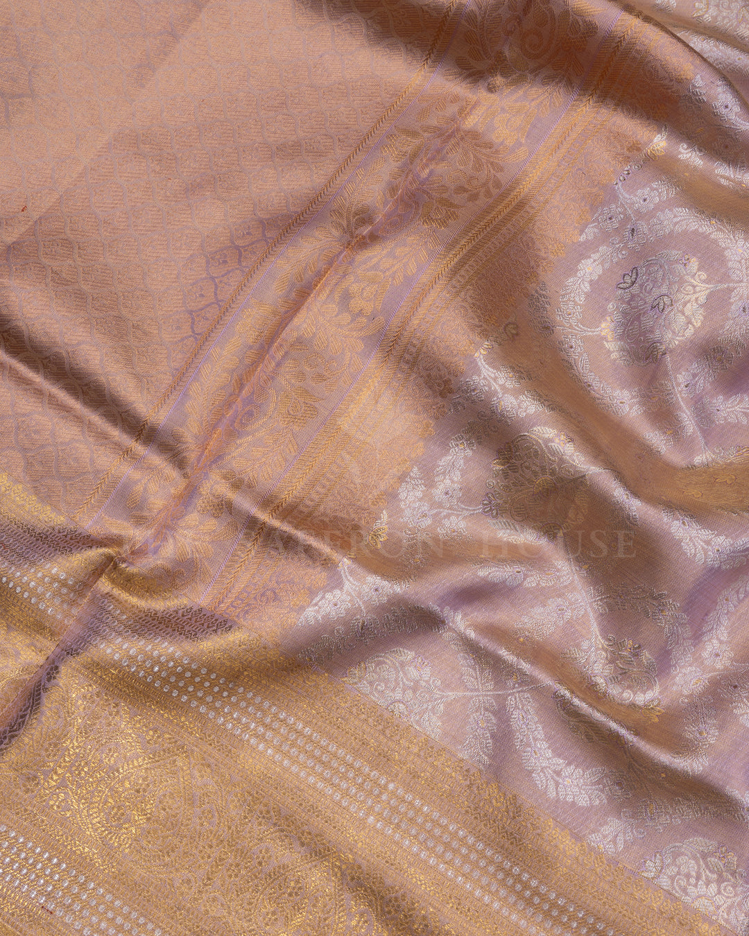 Soft Pastel Lavender Pink Handwoven Kanjivaram Silk Saree - TSH2506048
