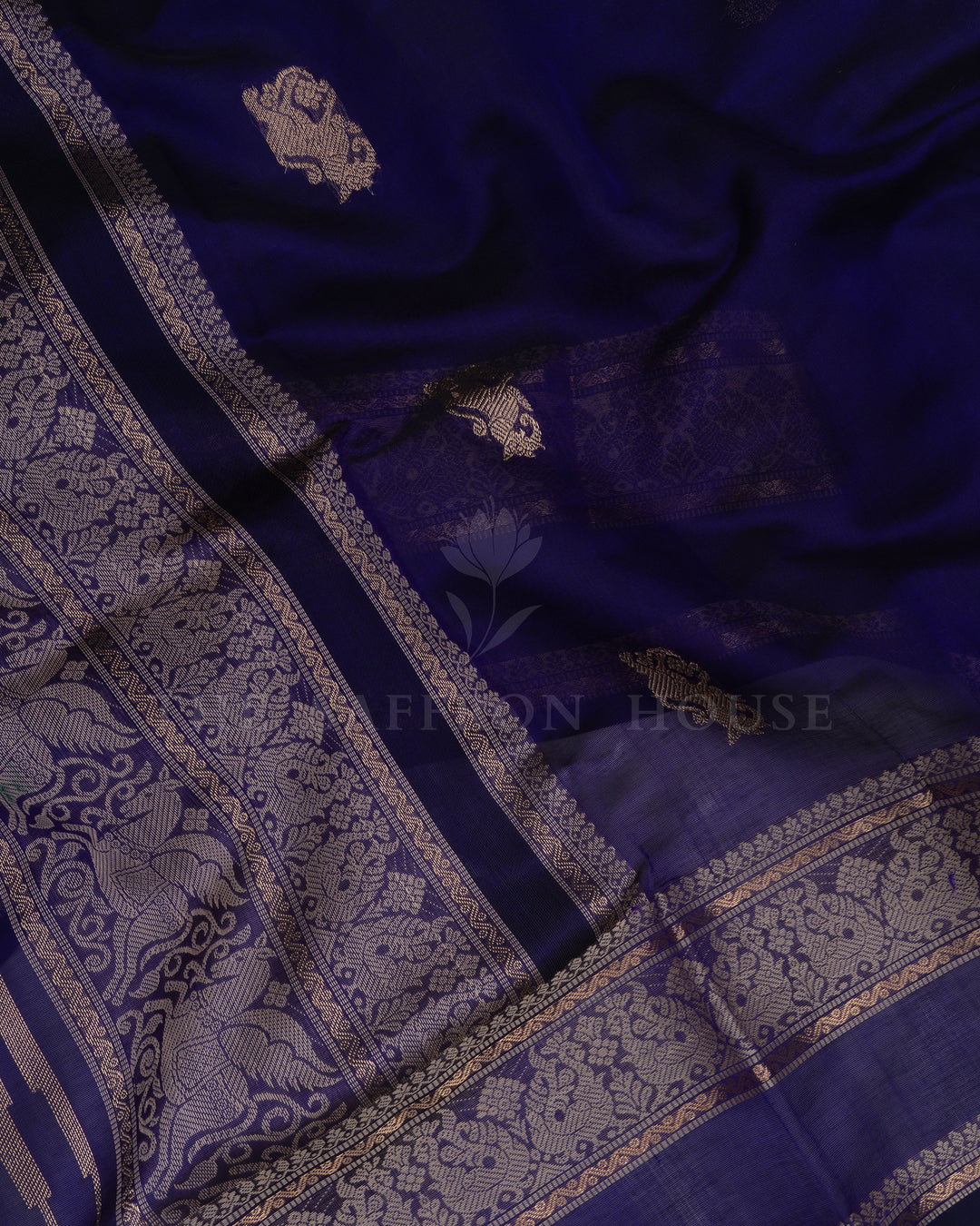 Dark Violet Blue Cotton Silk Saree - TSH110034